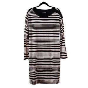 Sonia Rykiel Striped T-Shirt Dress Size Estimated Medium Long Sleeve Black Beige